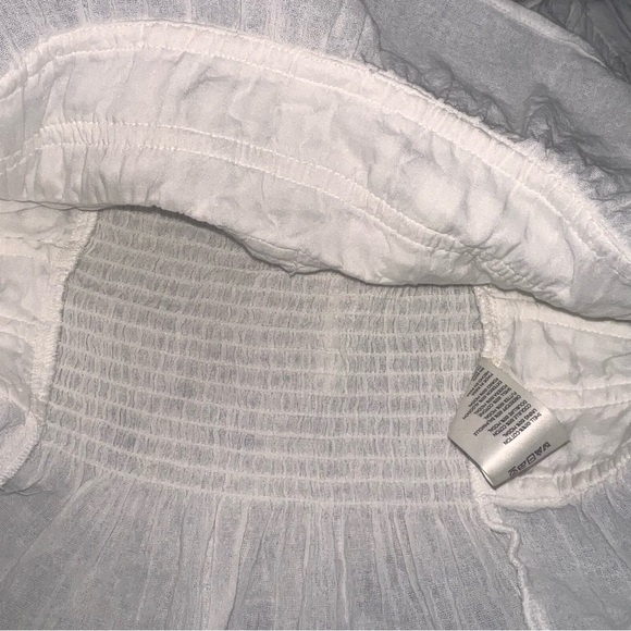 EUC Free People Chloe Puff Sleeve Blouse Long Sleeve Cropped Off-White Medium - Picture 12 of 13